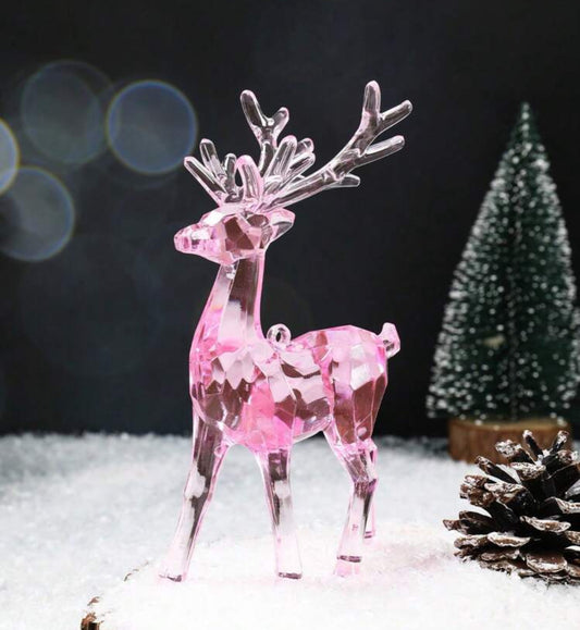Pink Crystal Reindeer Ornament