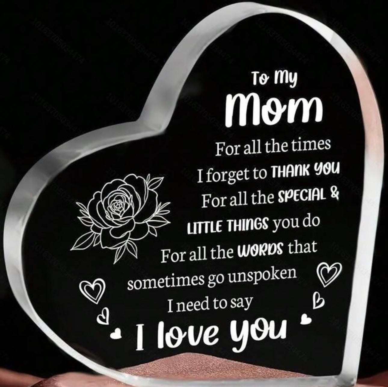 Heart-Shaped To My Mom Engraved Acrylic Keepsake