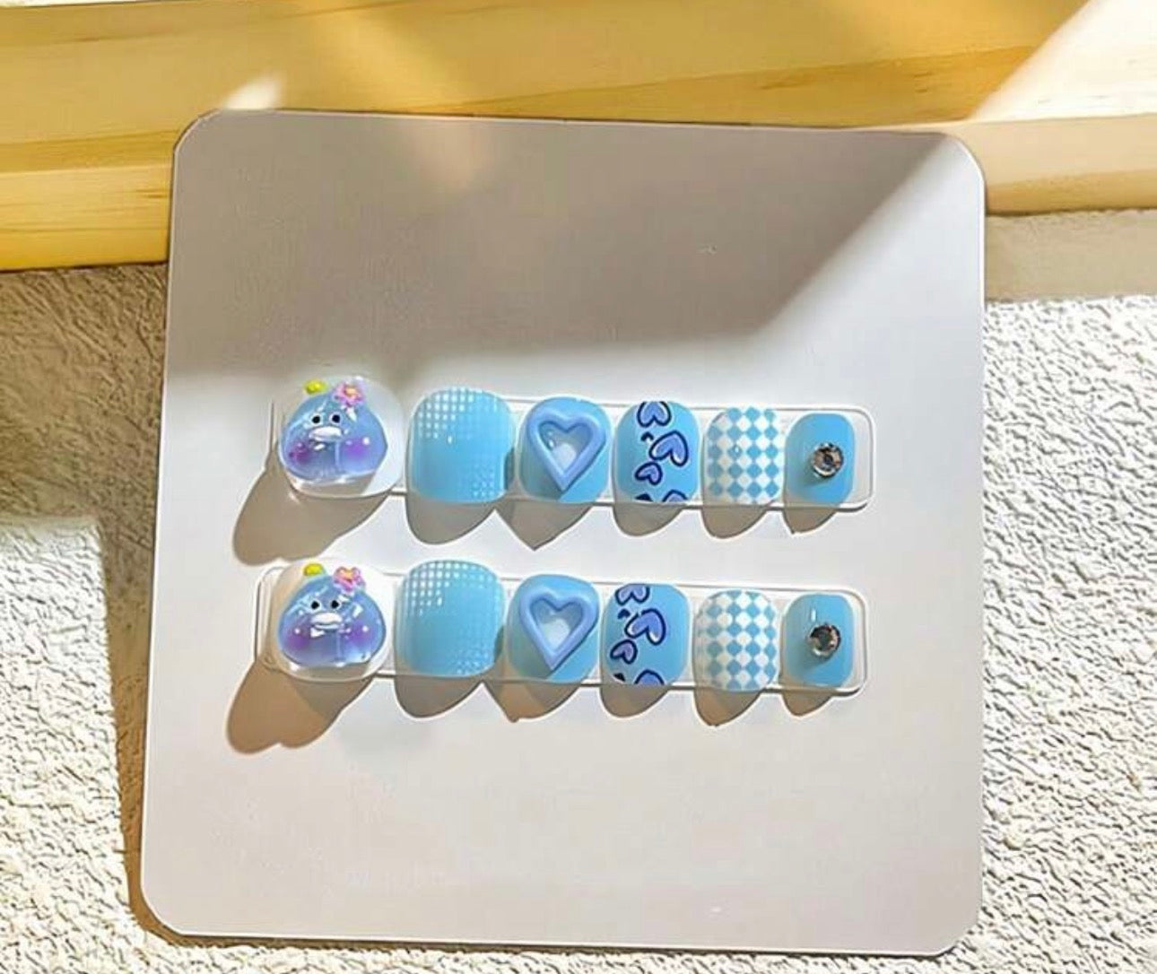 Blue Square Kids Nails Set