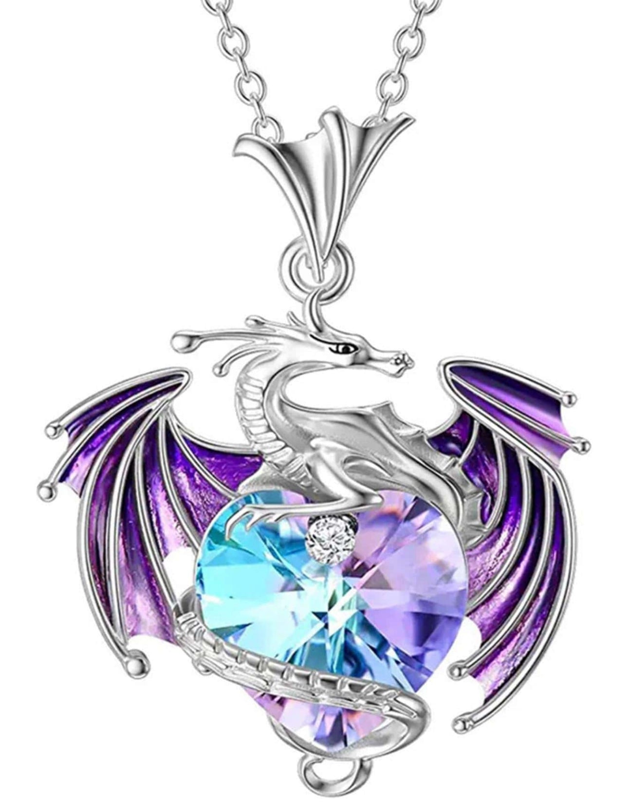 Purple and Blue Dragon Rhinestone Necklace