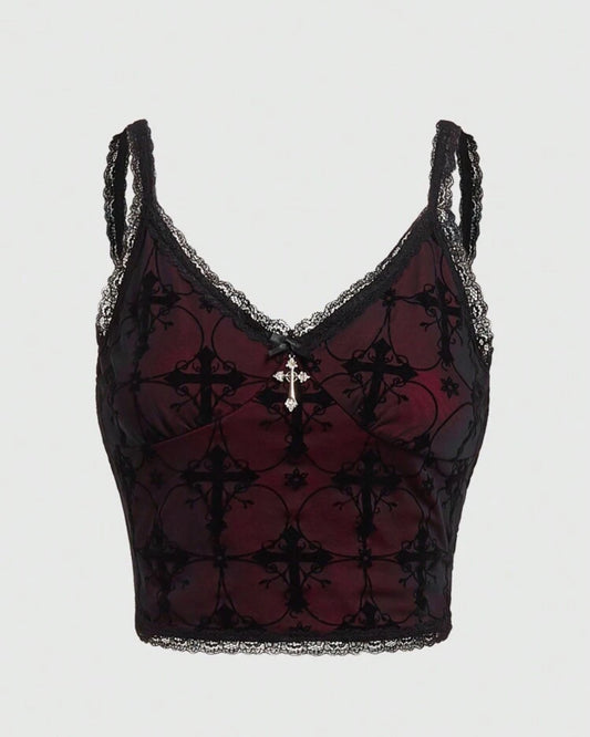 Goth Cross Mesh Cami