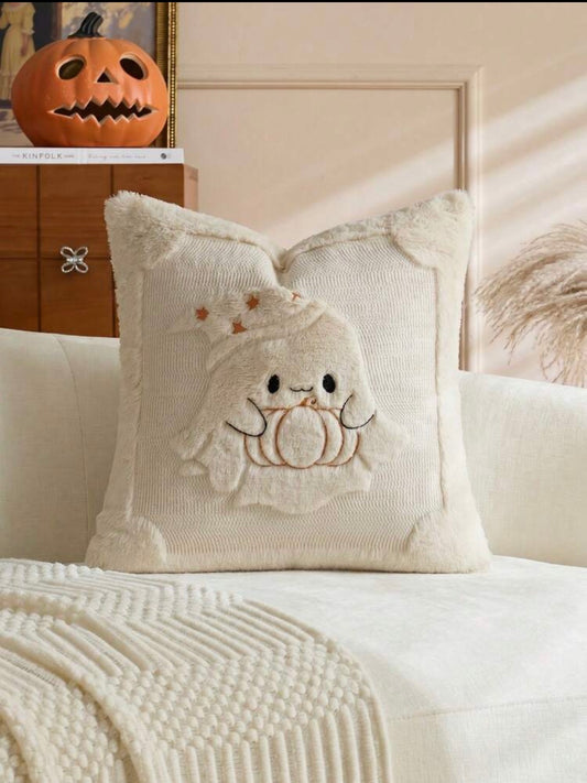 Cozy Ghost & Pumpkin Plush Cushion Case