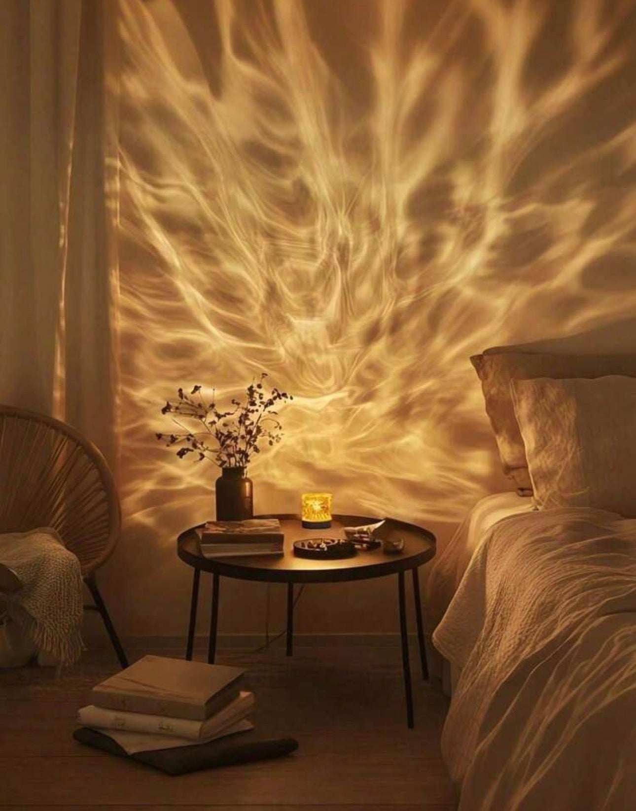 Dynamic Flame Water Ripple Projector Lamp – 16 Color Ambient Night Light