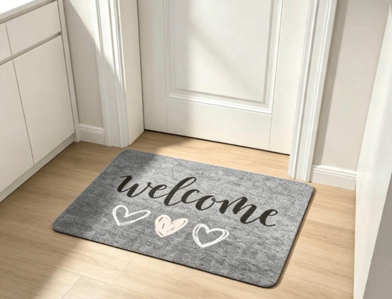 Grey Welcome Heart Doormat