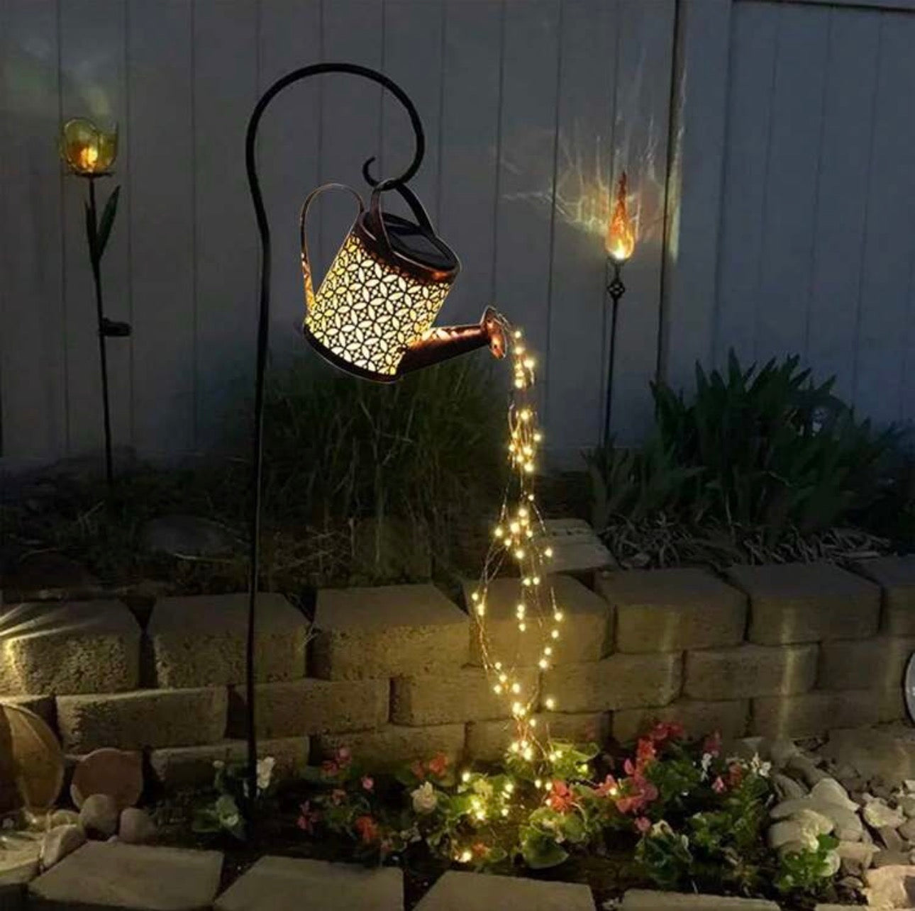 Solar Watering Can Light with Shepherd's Hook