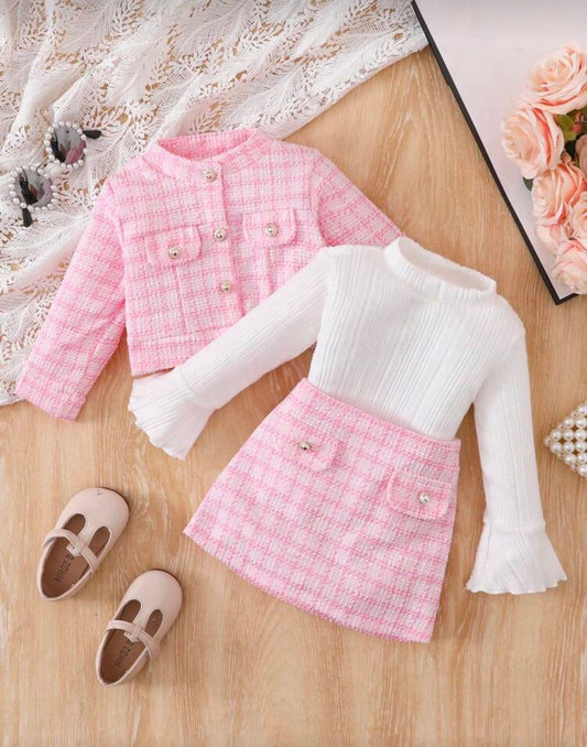 Girls Pink 2 Piece Jacket and Dress Set