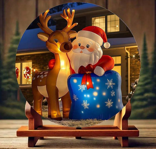 Santa and Reindeer Sign