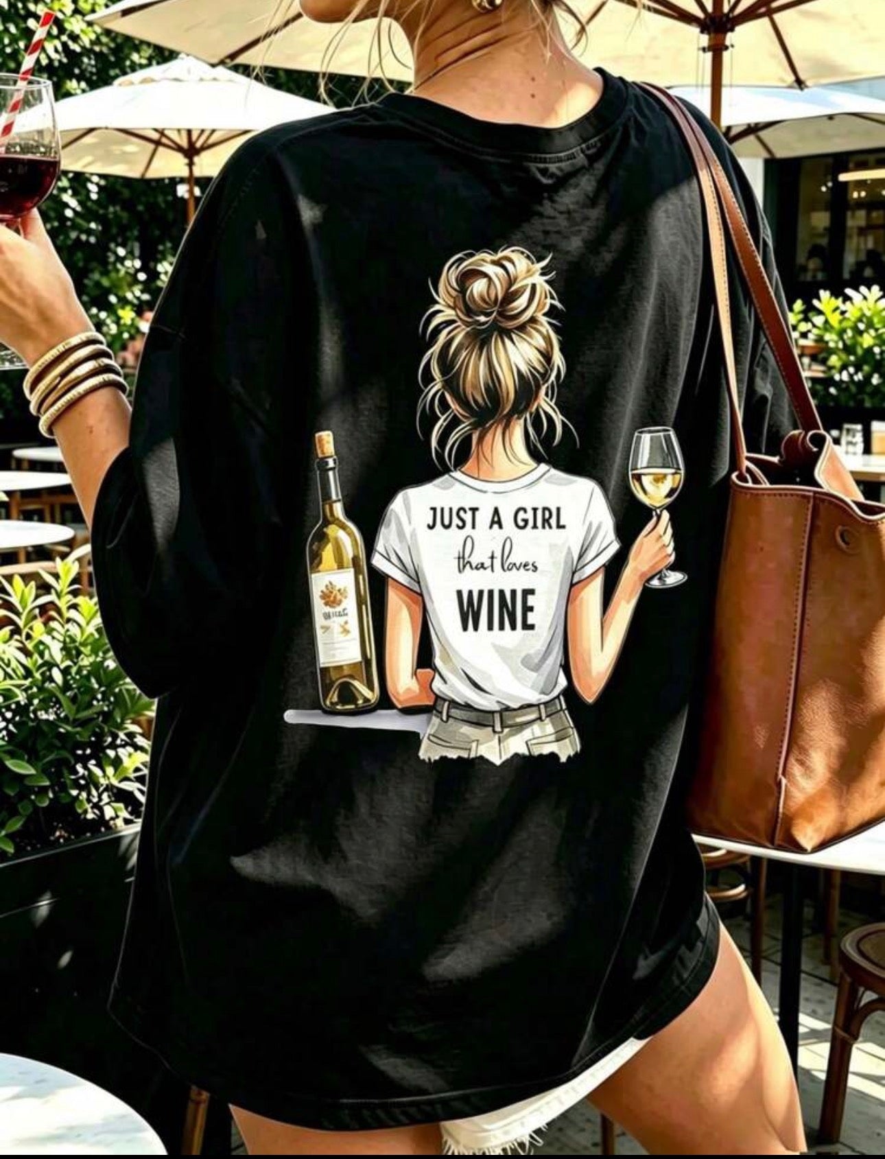 Just A Girl That Loves Wine Oversized Tshirt