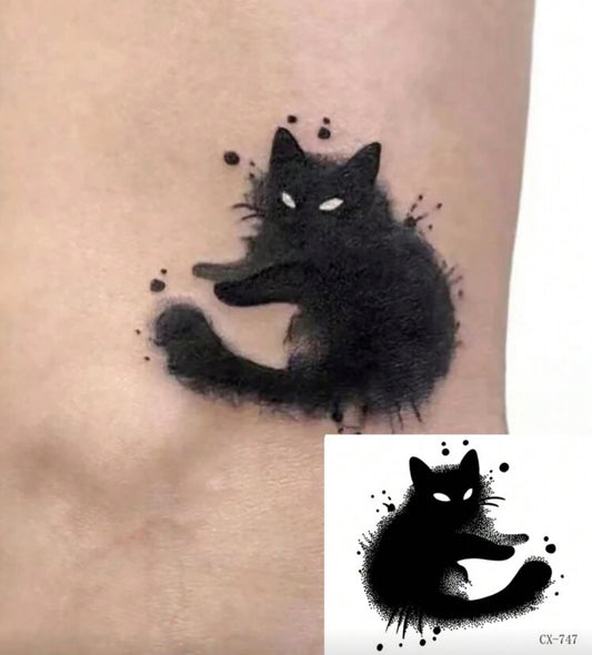 Black Cat Small Temporary Tattoo
