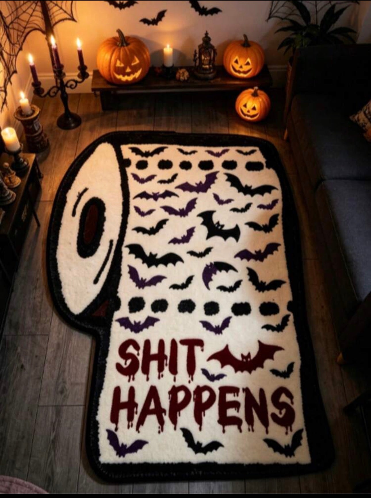 Halloween "Shit Happens" Toilet Paper Novelty Rug
