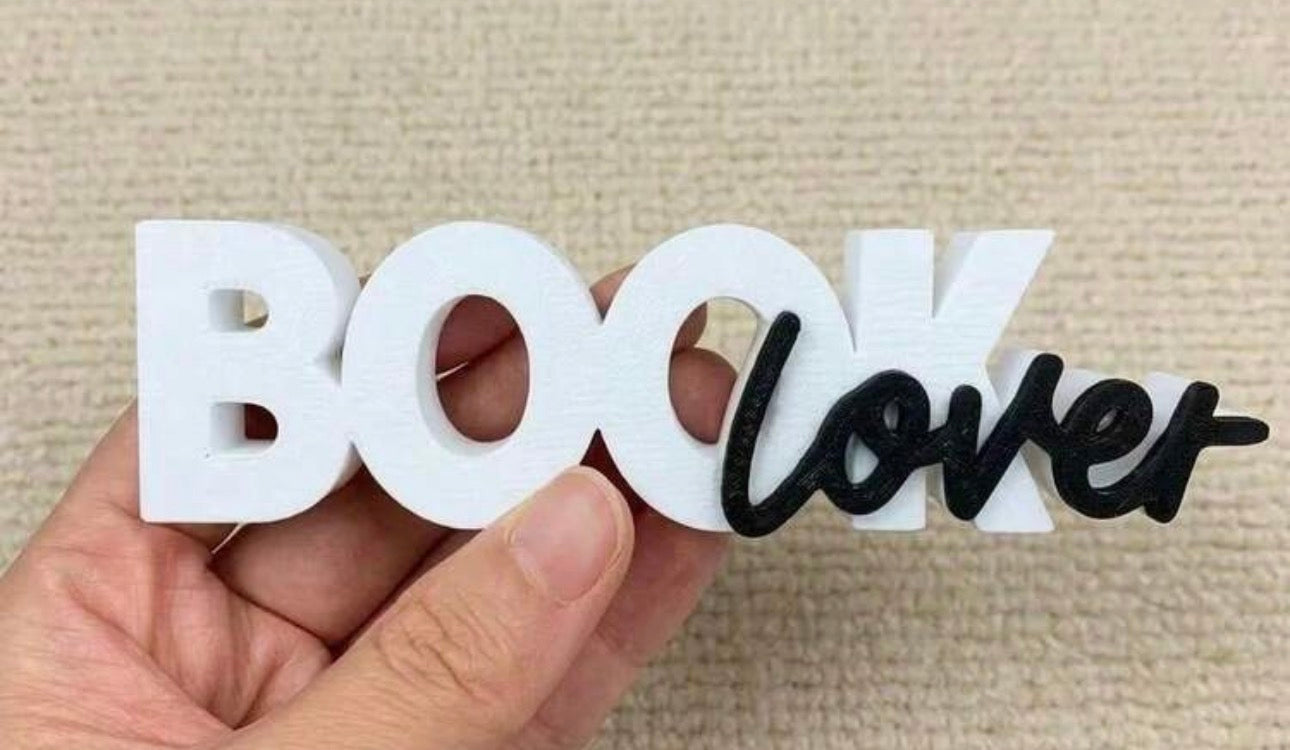 Freestanding 3D Book lover Desk Sign & Bookshelf Decor