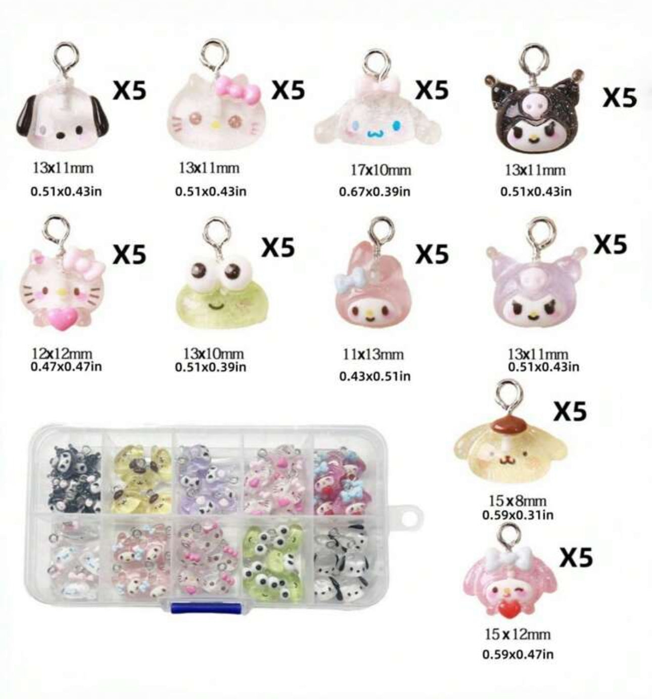 Sanrio & Friends DIY Resin Charms Set - 50 Pcs
