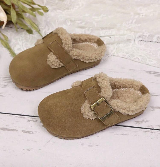 Toddler Slip On Plush Fur Slippers