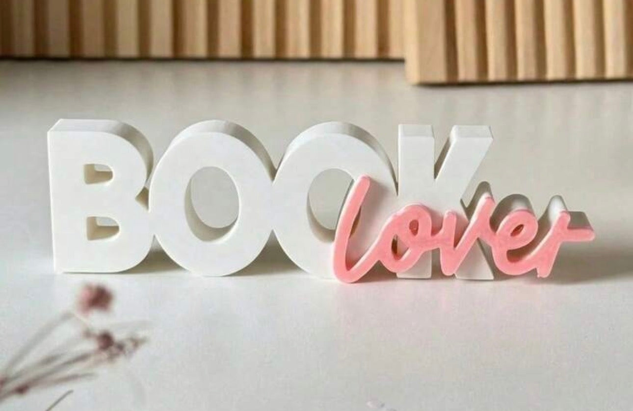 Freestanding 3D Book lover Desk Sign & Bookshelf Decor