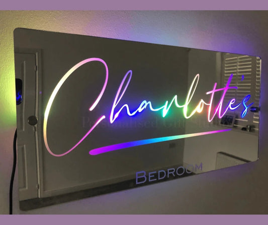Personalised 12 Colour LED Mirror Sign