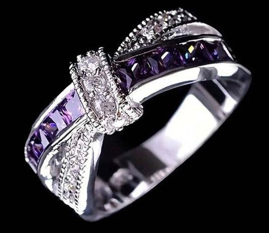 Purple and Silver Knot Ring