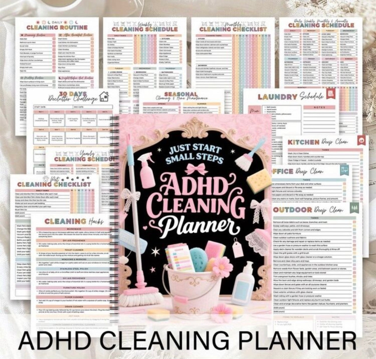 Just Start Small Steps | ADHD Cleaning Planner & Home Management Binder