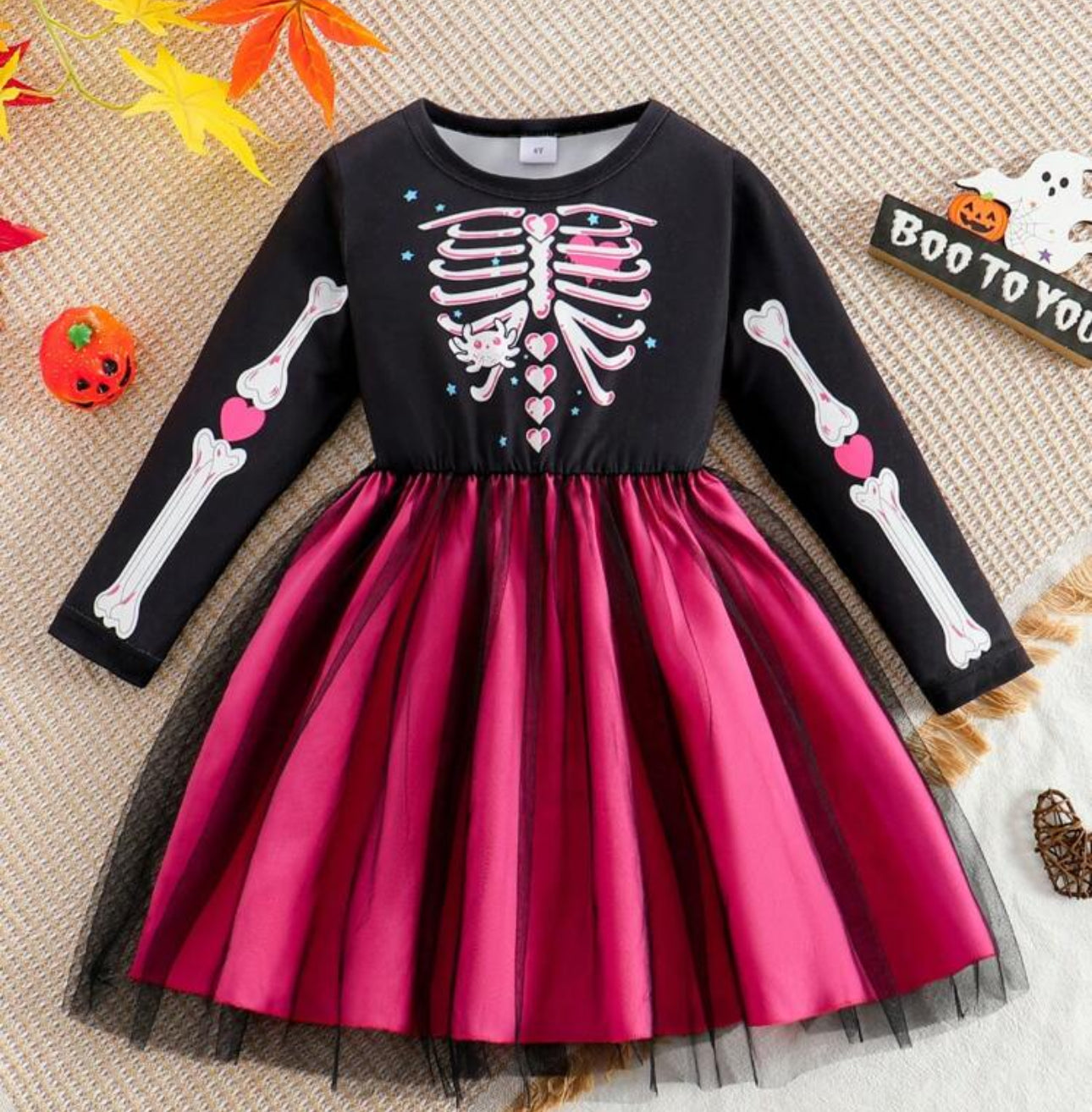 Girls Skeleton Halloween Outfit