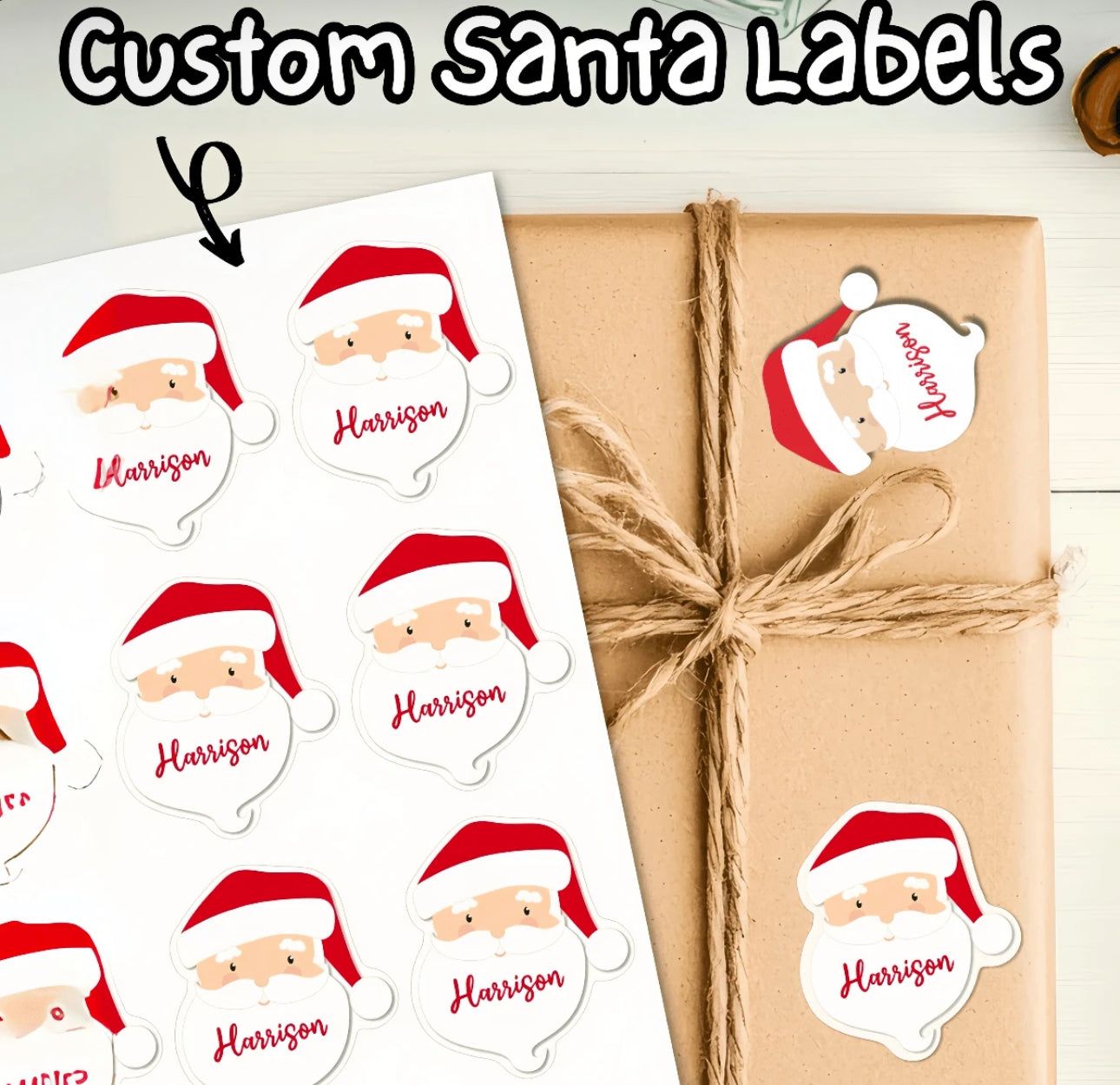 Personalised Santa Stickers 40 Pieces
