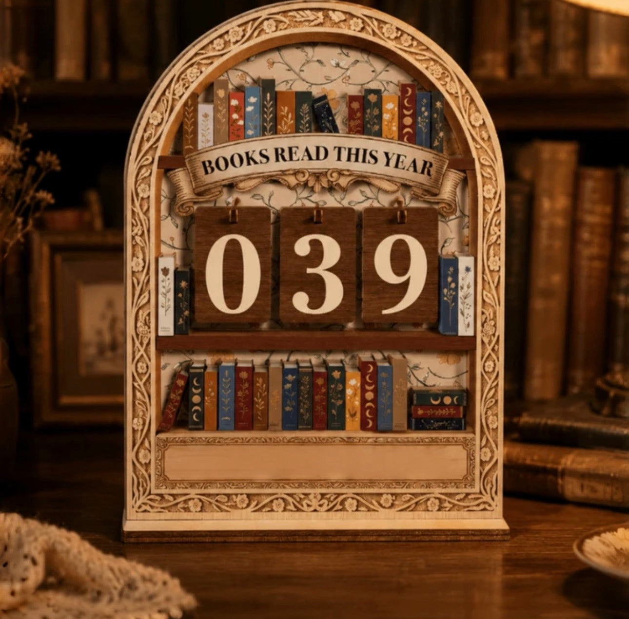 Vintage Wooden Reading Tracker