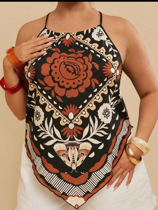 Curve Artisan Print Halter Top