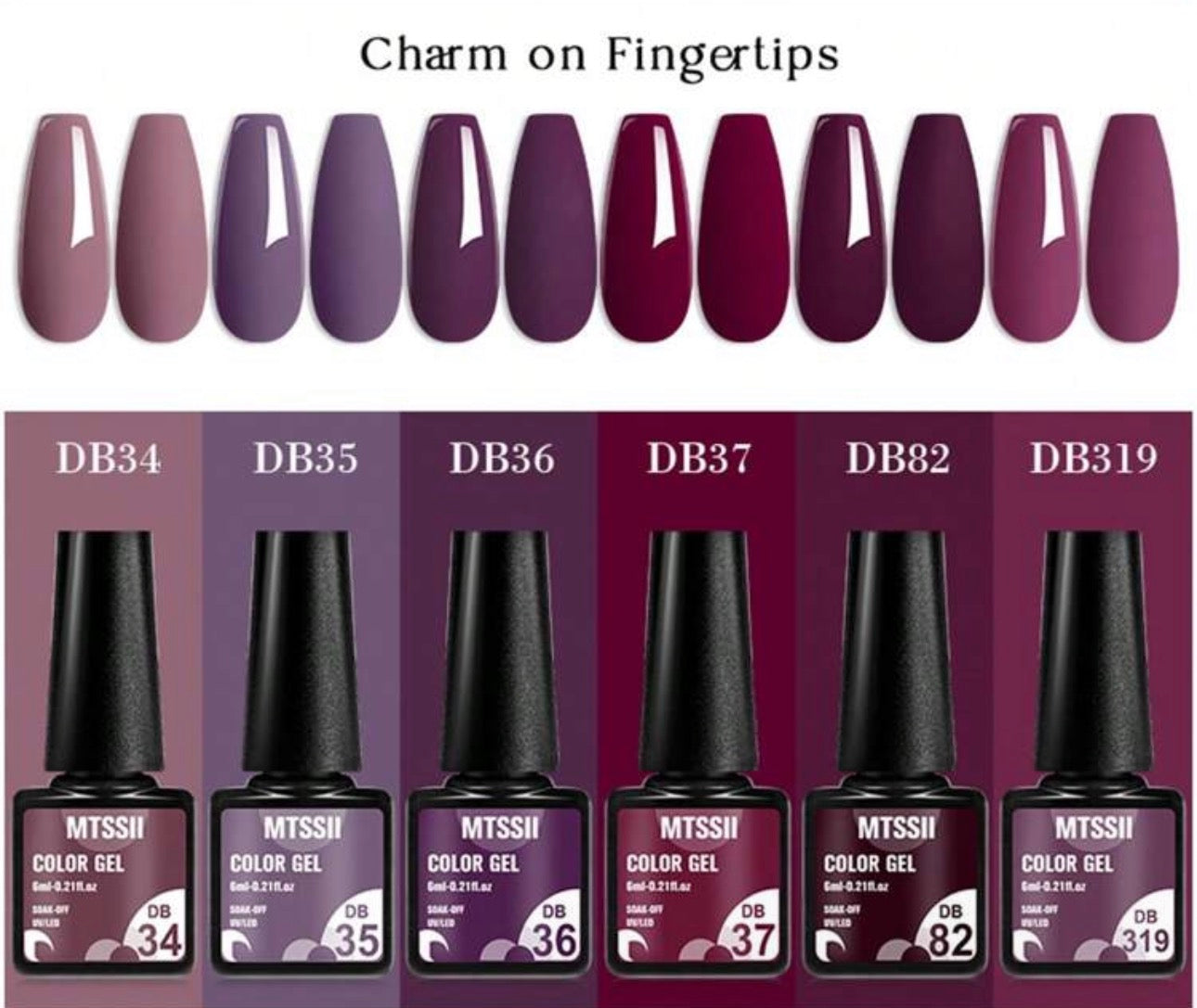 Purple 6 Piece Set Nail Varnish
