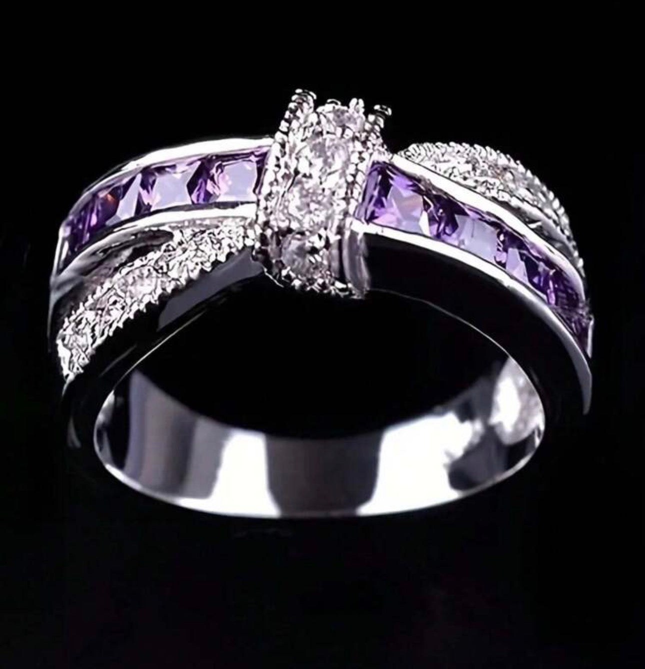 Purple and Silver Knot Ring