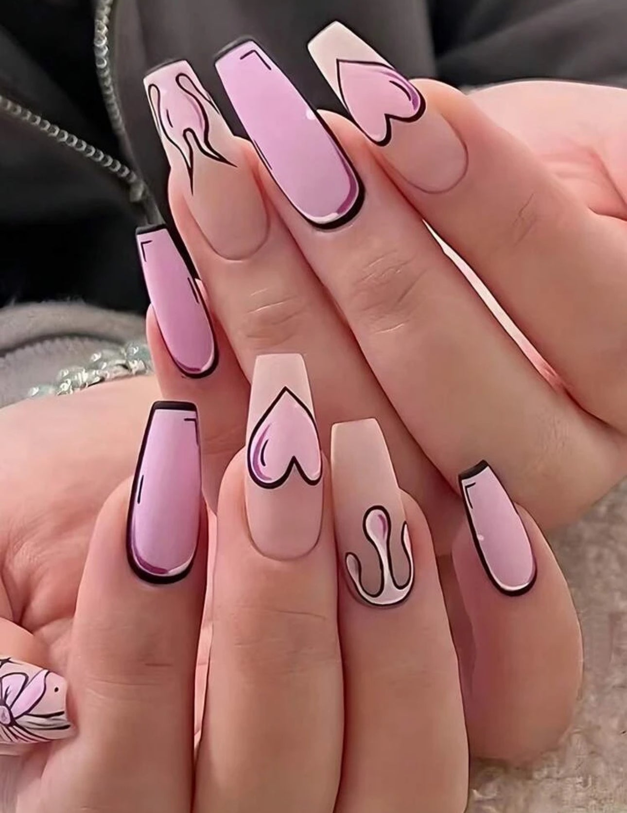 Pink Anime Type Nails