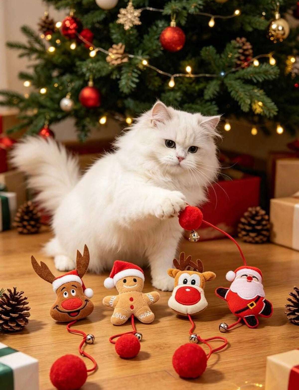 Festive Christmas Plush Cat Toys