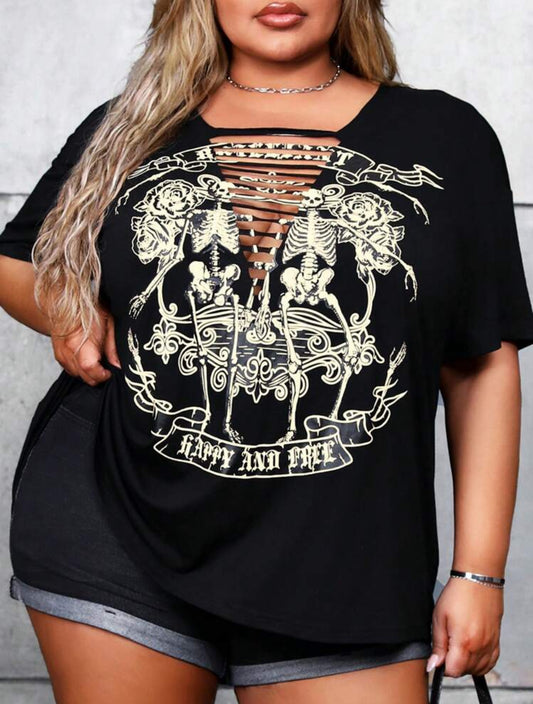 Curve Happy And Free Skeleton T-shirt