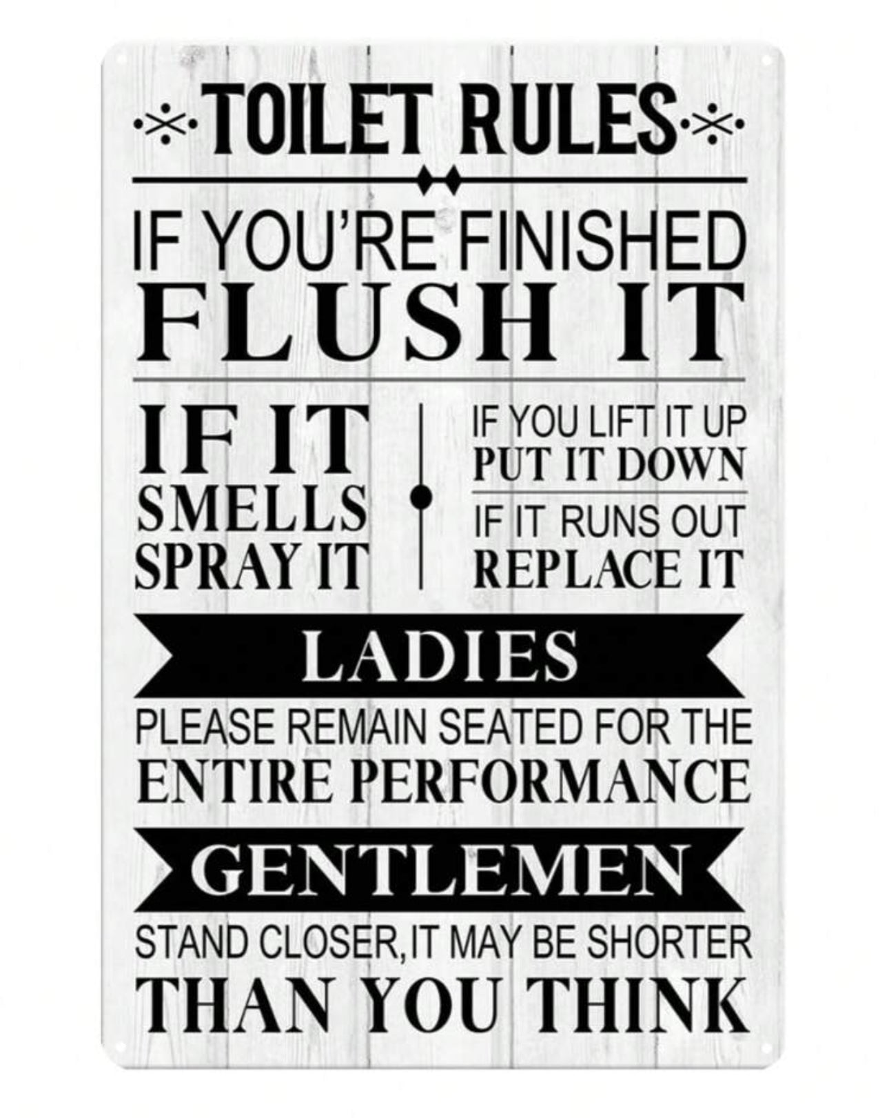 Toilet Rules Plaque