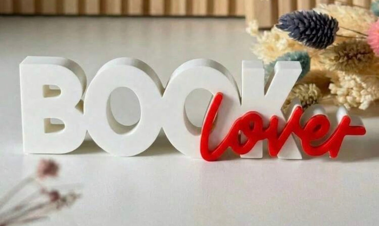 Freestanding 3D Book lover Desk Sign & Bookshelf Decor