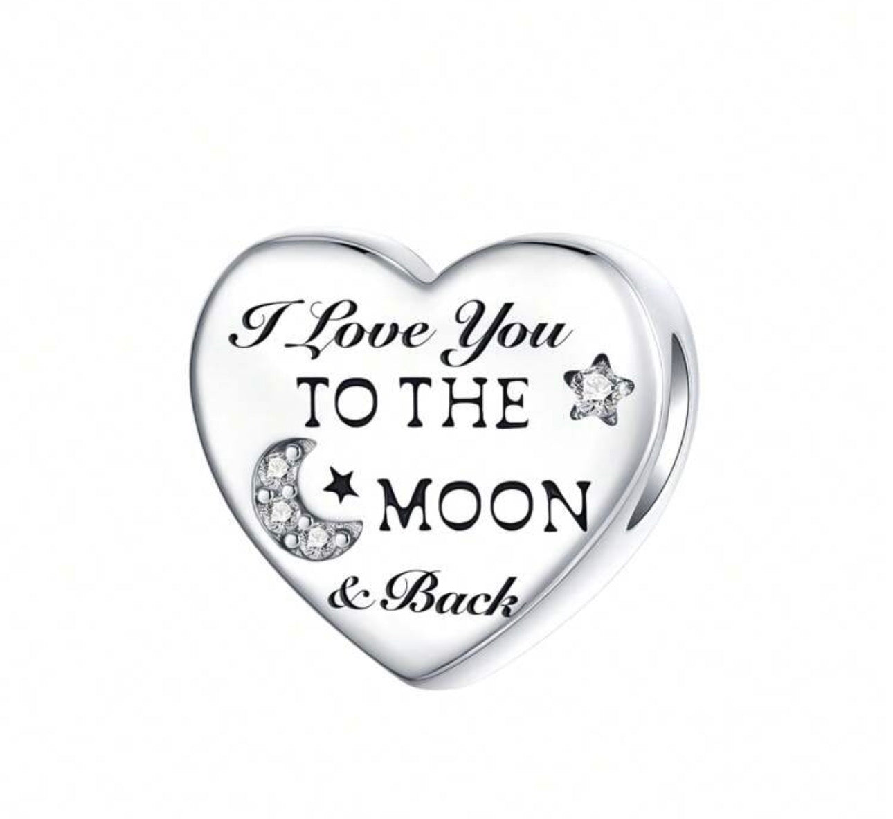 Sterling Silver I Love You to the Moon and Back Heart Charm