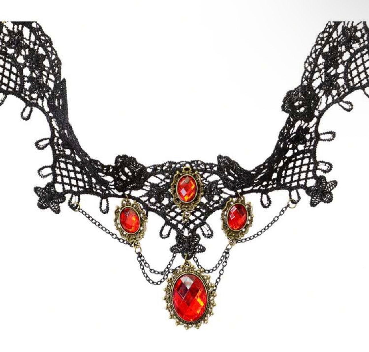 Black and Red Jewelled Choker Necklace