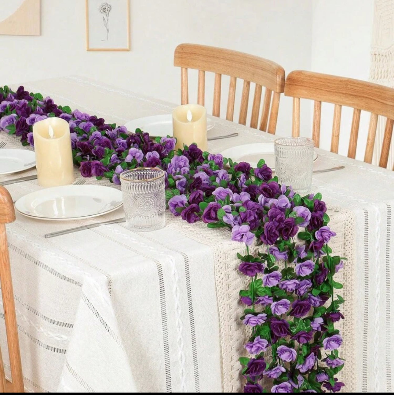 5 Piece Purple Artificial Flower Garland