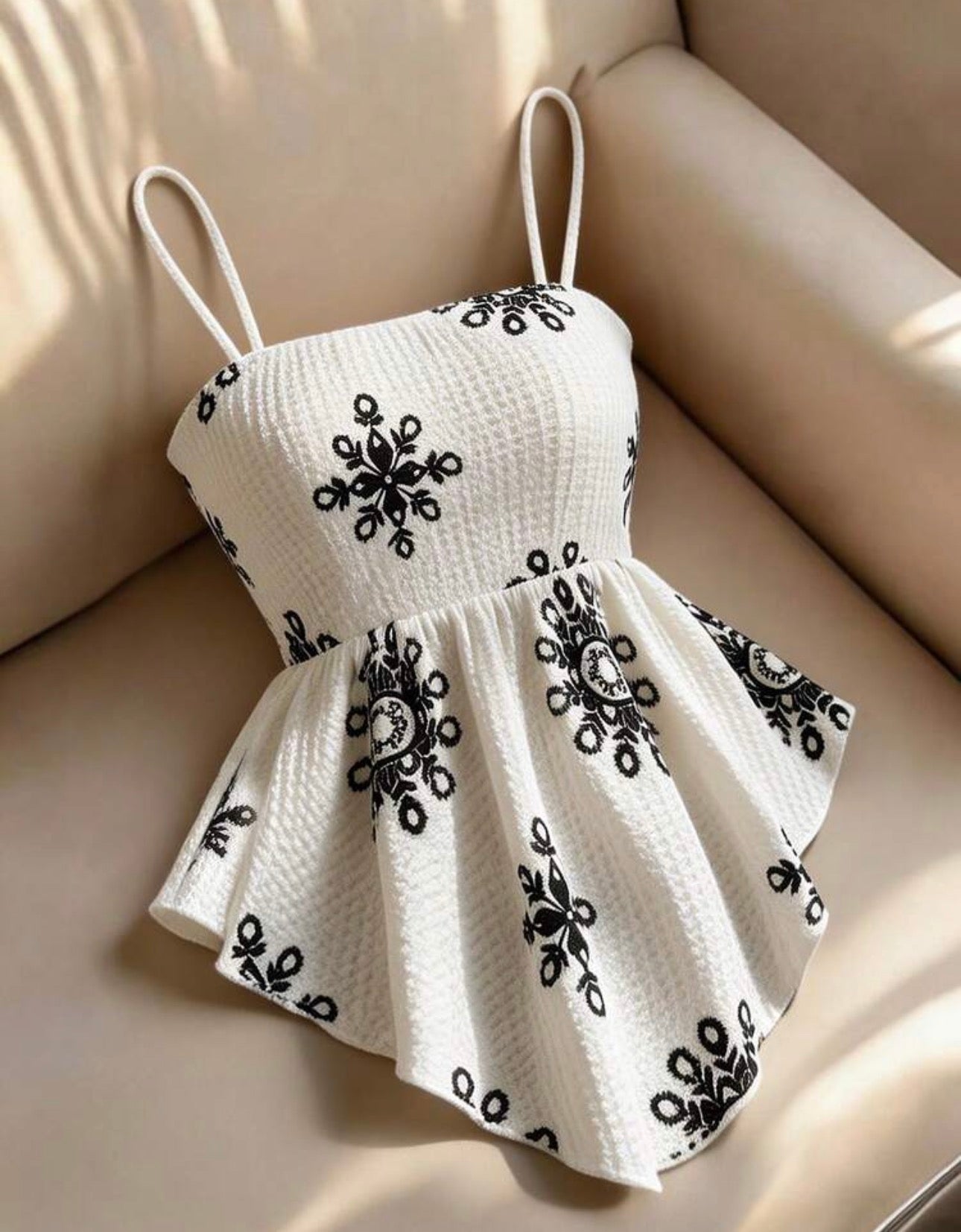 Embroidered Asymmetrical Peplum Camisole