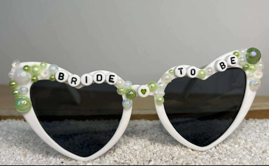 💥 SALE Bride To Be Green Pearled Sunglasses