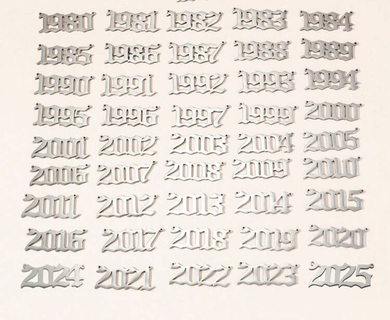 Birth Year Necklaces 1983-2025