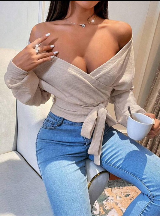 Batwing Sleeve Belted Tee