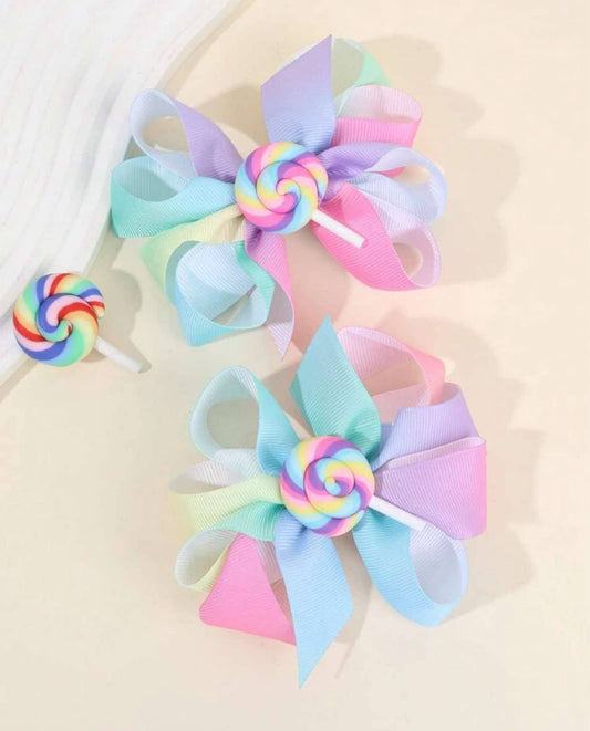 2 Piece Lollipop Pastel Bows