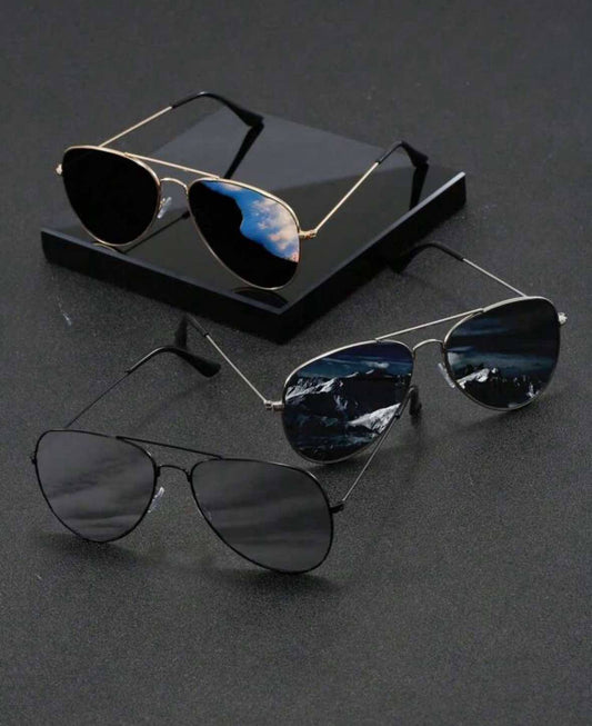 3 Pieces Metalic Frame Pilot Glasses
