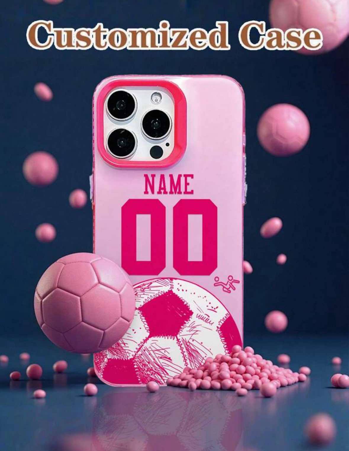 Pink Personalised Football Phone Case