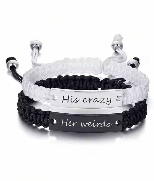 His Crazy Her Weirdo Adjustable Bracelets
