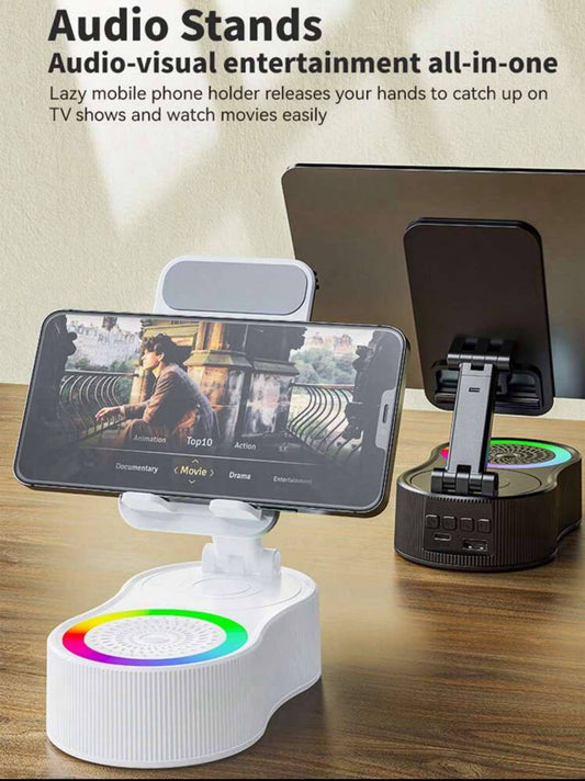 360 Degrees Rotating Stand With Charger and Bluetooth Speaker