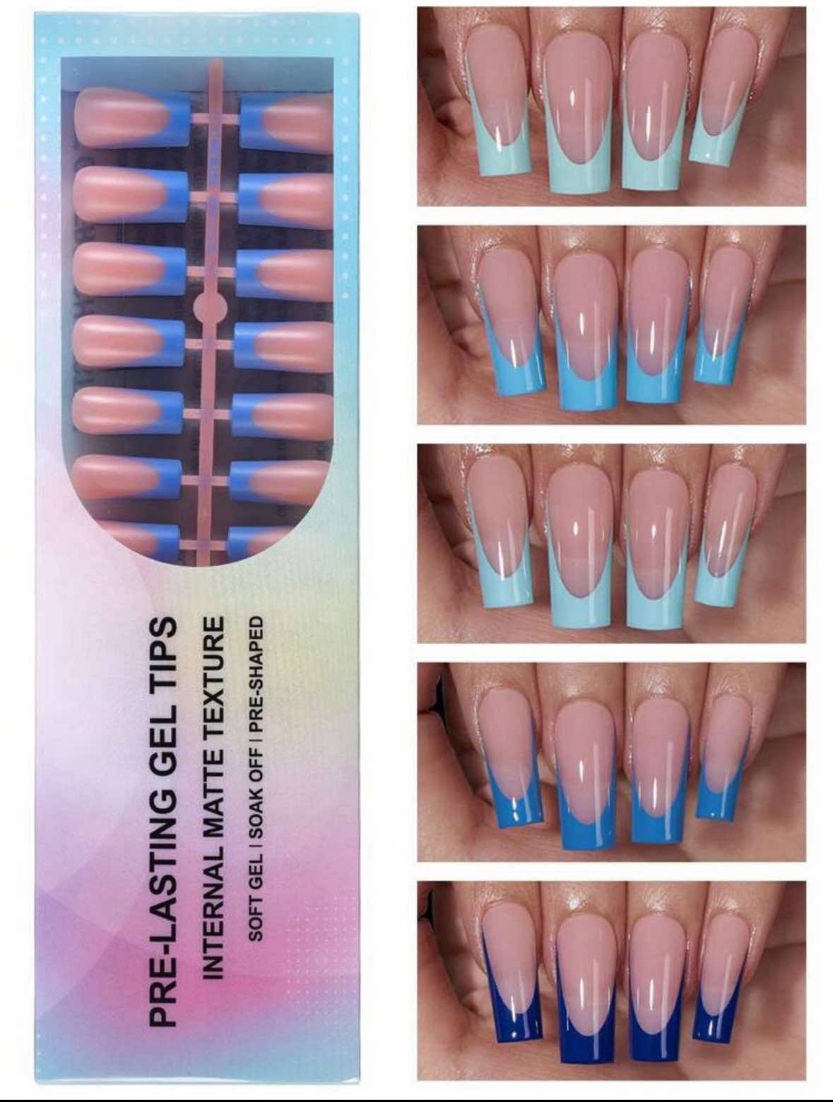 150 Blue Tip French Nails