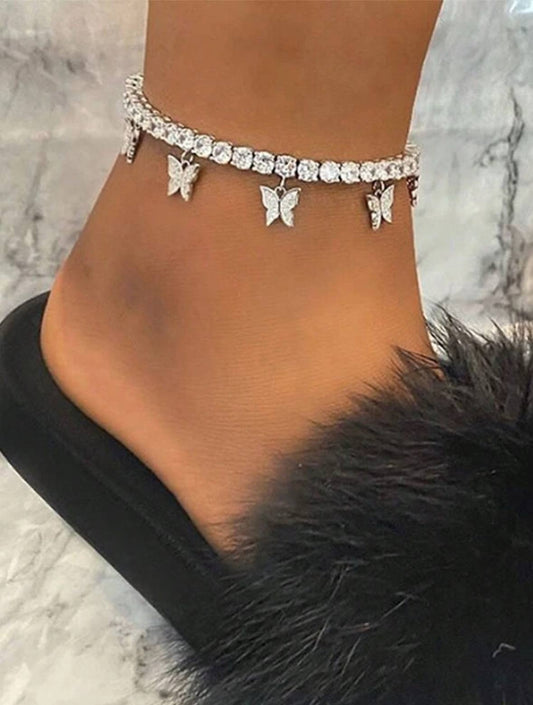 Butterfly Rhinestone Anklet