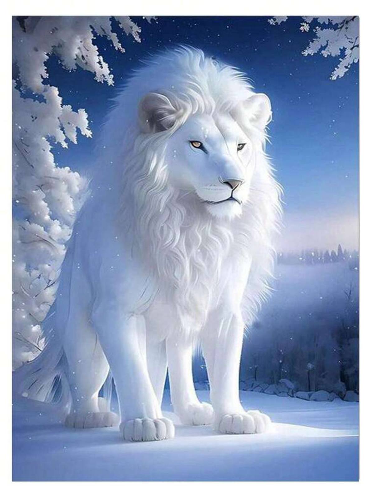 White Lion Diamond Painting