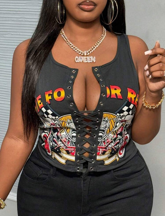 Curve Street Wear Crisscross Cropped T-shirt