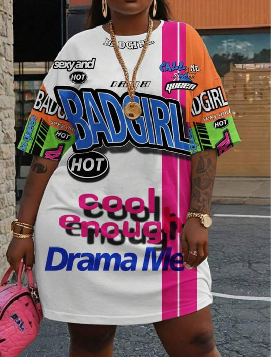 Curve Badgirl Slogan Dress