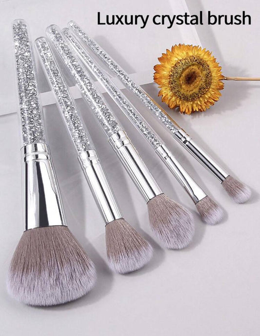 5 Piece Silver Makeup Brush Set